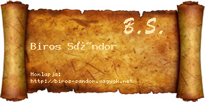 Biros Sándor névjegykártya