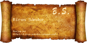 Biros Sándor névjegykártya