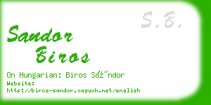 sandor biros business card